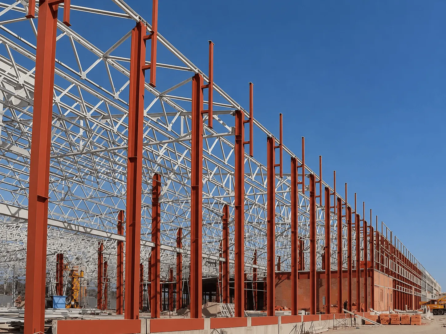 Steel beam installation for office building commercial steel contractor ct